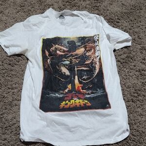White Graphic Godzilla Vs King Gidorah T-Shirt